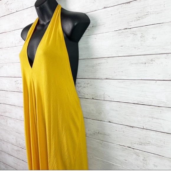 *SOLD* Mara Hoffman Lucille Maxi Dress Swim Cover-Up Sunflower Yellow Halter Tie - Picture 3 of 13